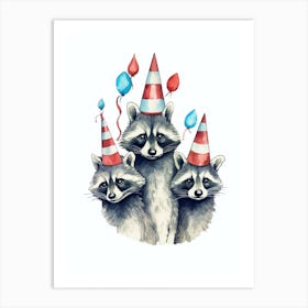 Raccoon With A Party Hat 3 Art Print