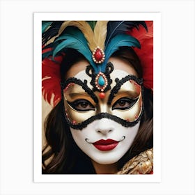 A Woman In A Carnival Mask (8) Art Print