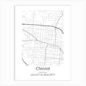 Cheviot,United States Minimalist Map 1 Art Print