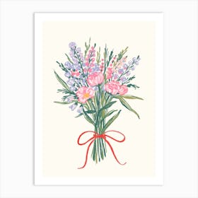 Bouquet Of Wild Flowers. Pencil Sketch Art Print