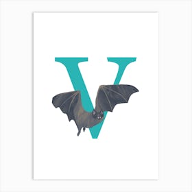 V For Vampire Bat Art Print