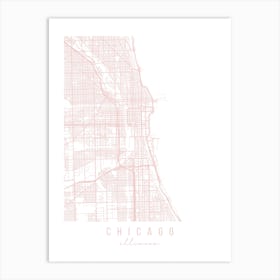 Chicago Illinois Light Pink Minimal Street Map Art Print
