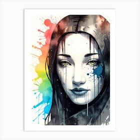 Girl With Rainbow Hair Art Print