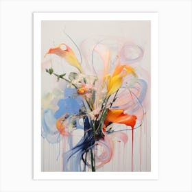 Abstract Flower Painting Bird Of Paradise Art Print