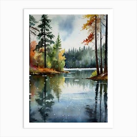 Watercolor Of A Lake 3 Art Print