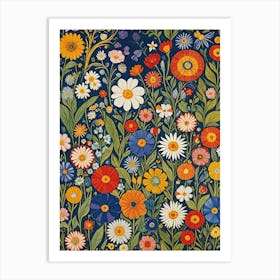 Rainbow Flowers In The Garden Art Print