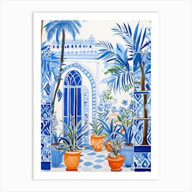 Jardin Majorelle Morocco Modern Blue Illustration 3 Art Print