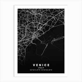 Venice Italy Black Map Art Print