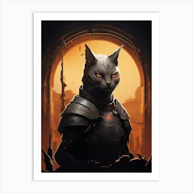 Gray Fox Warrior Illustration 4 Art Print