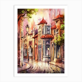 Watercolor Of Old Town in Vienna Art Print