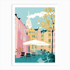 Linkoping, Sweden, Flat Pastels Tones Illustration 4 Art Print