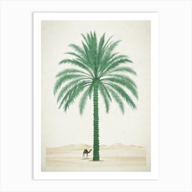 Camel And Palm Tree Art Print