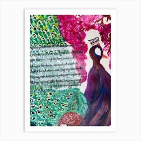 Peacock In Cherry Blossom Art Print