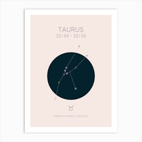 Taurus Star Sign In Light Art Print