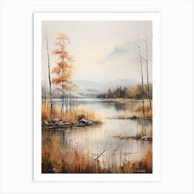 Lake In The Woods In Autumn, Painting 70 Art Print