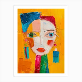 Girl With Colorful Earrings Art Print