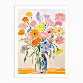 Flower Painting Fauvist Style Flax Flower 4 Art Print