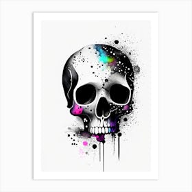 Skull With Watercolor Effects 3 Doodle Art Print