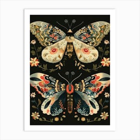 Nocturnal Butterfly William Morris Style 1 Art Print