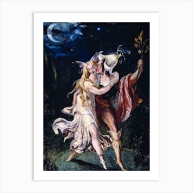 The Fairy Lovers Painting ~ Theodor Richard Edward von Holst (1810— 1844) Antique Valentines ~ Elven King and Queen 1 Art Print