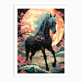 Horse In The Moonlight 1 Art Print