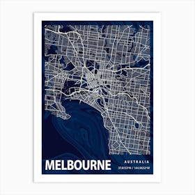 Melbourne Crocus Marble Map Art Print