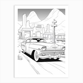 Radiator Springs (Cars) Fantasy Inspired Line Art 3 Art Print