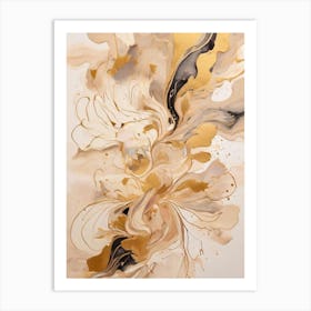 Gold And Black Abstract Painting Art Print