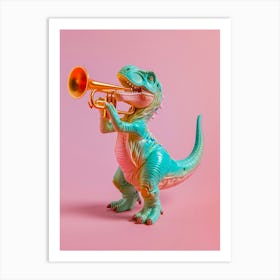 Pastel Toy Dinosaur Playing The Trumpet 1 Art Print