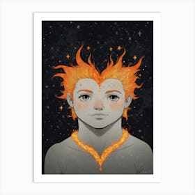 Girl With Fire Art Print