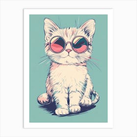 Cute Cat In Sunglasses.Generated AI. Wall Art Print Art Print