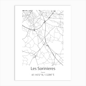 Les Sorinieres,France Minimalist Map Art Print