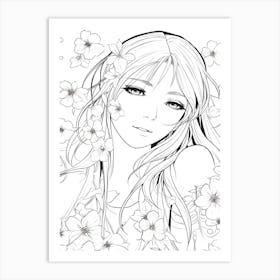 Bloom Body Girl Line Art 14 Art Print