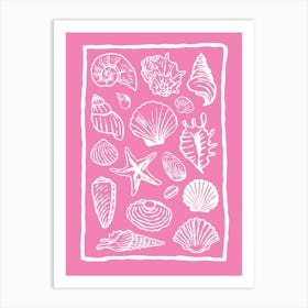 Seashells Hot Pink Art Print