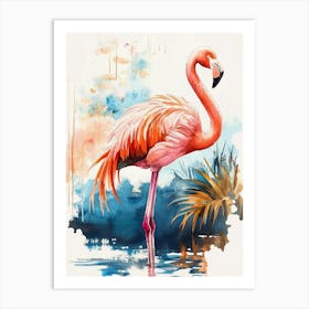 Watercolor Painting Of A Flamingo Art Print