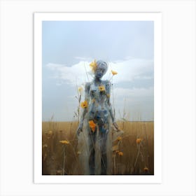 portrait of a woman in a field illustration 5 Art Print