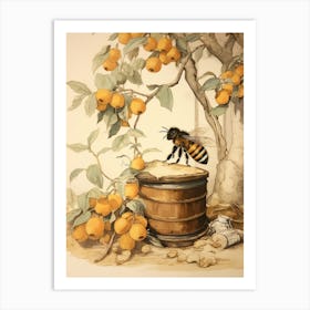 Storybook Animal Watercolour Honey Bee 1 Art Print