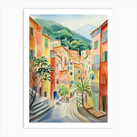 Cinque Terre, Italy Watercolour Streets 1 Art Print