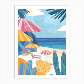 Cactus On The Beach Art Print