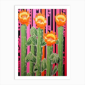 Mexican Style Cactus Illustration Ladyfinger Cactus 3 Art Print