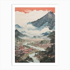 Iya Valley In Tokushima, Ukiyo E Drawing 3 Art Print