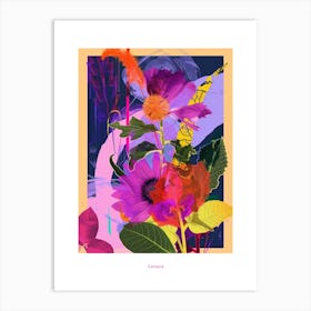 Celosia 3 Neon Flower Collage Poster Art Print