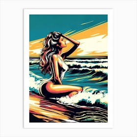 Beach Girl Painting Art Print