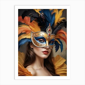 A Woman In A Carnival Mask (28) Art Print