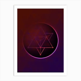 Geometric Neon Glyph on Jewel Tone Triangle Pattern 384 Art Print