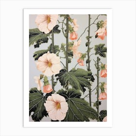 Flower Illustration Hollyhock 1 Art Print