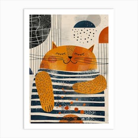 Cat In Striped Shirt Art Print