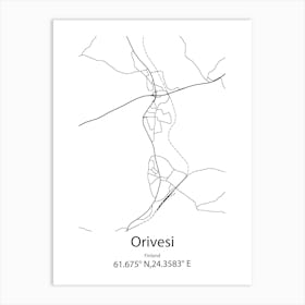 Orivesi,Finland Minimalist Map Art Print