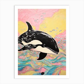 Pastel Crayon Underwater Orca Whale Drawing 1 Art Print