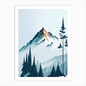 Mountain And Forest In Minimalist Watercolor Vertical Composition 127 Art Print